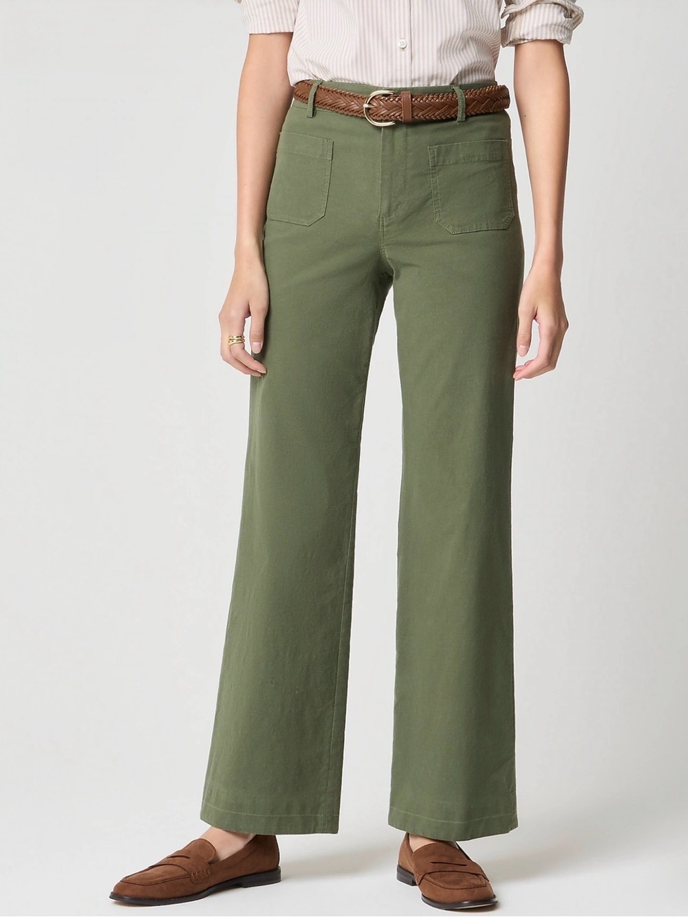 J.Crew Factory Olive Green Lizzie high-rise wide-leg pant - Size 30/10